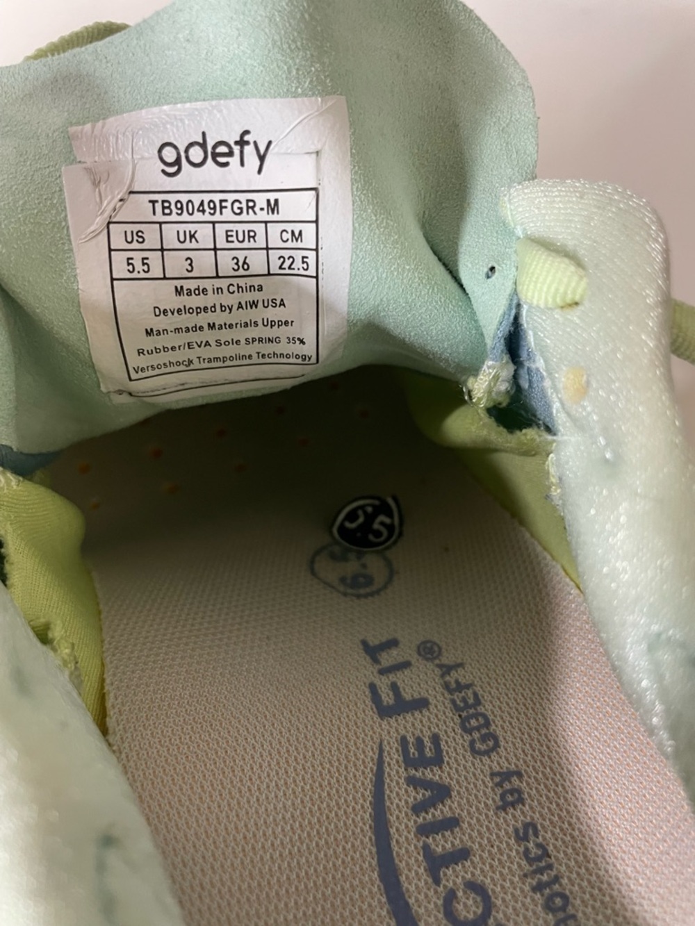 Gravity Defyer Women's GDEFY Lauff Athletic Shoes - Light Blue & Lime - Picture 4 of 9
